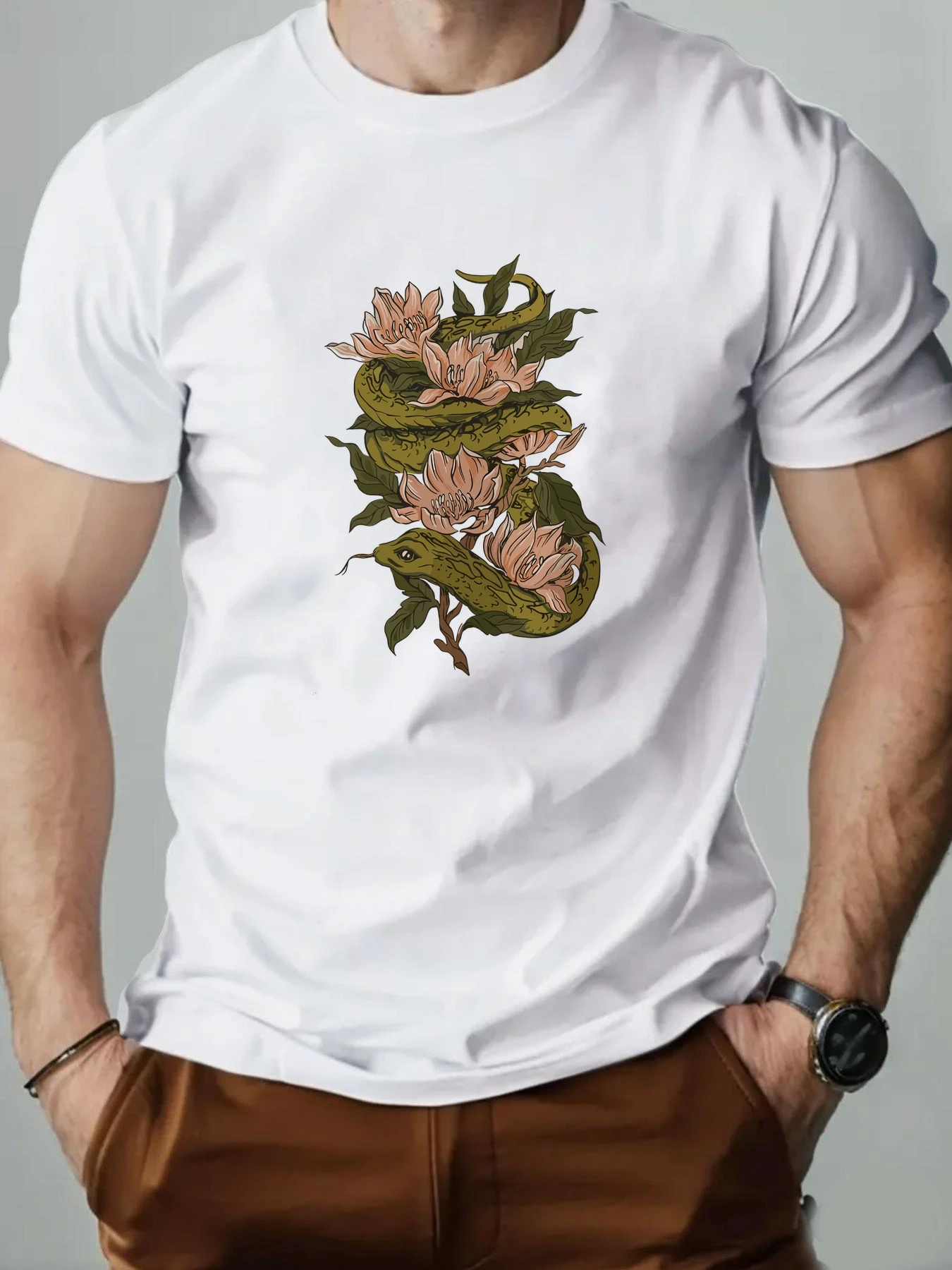 Men's T-Shirt 100% Cotton Cartoon Animal Snake Print Summer Oversized Round Neck Breathable Casual Short Sleeve Fashion T Shirt
Men's T-Shirt 100% Cotton Cartoon Animal Snake Print Summer Oversized Round Neck Breathable Casual Short Sleeve Fashion T Shirt