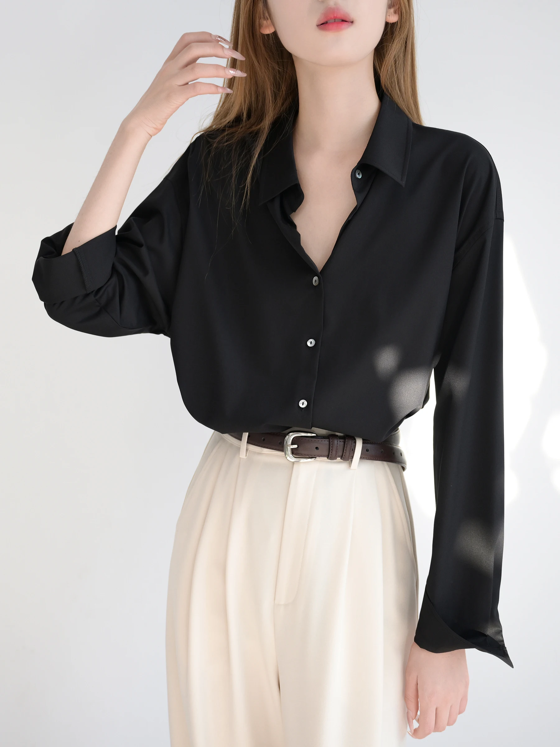 TRR Sle Pure Bla Loose Long Sve Women's irt Oversize Matte Commute irt Bamboo Fiber Polyester Blend Medium Length
TRR Sle Pure Bla Loose Long Sve Women's irt Oversize Matte Commute irt Bamboo Fiber Polyester Blend Medium Length