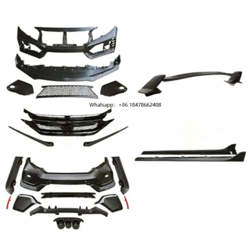 High Quality Car Conversion Type-R Front Rear Bumper Lip Grille Body Kit With Single Outlet for 2019-2021 Car
High Quality Car Conversion Type-R Front Rear Bumper Lip Grille Body Kit With Single Outlet for 2019-2021 Car