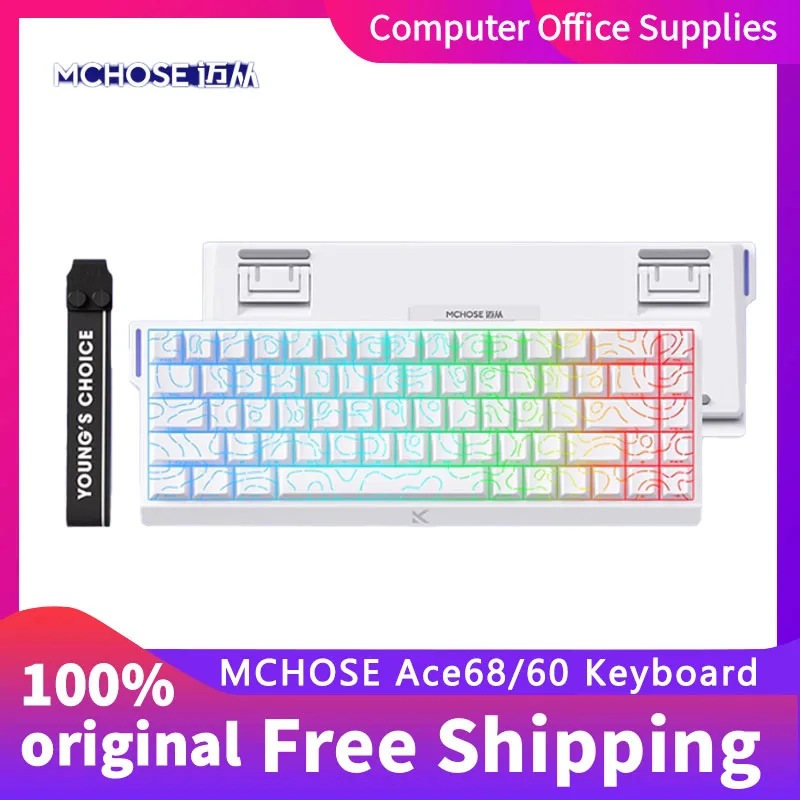 MCHOSE Ace60/Ace68 Pro Проводная механическая клавиатура с магнитной осью поддерживает смешанную осью 8k Скорость загрязнения Точная компактная раскладка RGB 
MCHOSE Ace60/Ace68 Pro Проводная механическая клавиатура с магнитной осью поддерживает смешанную осью 8k Скорость загрязнения Точная компактная раскладка RGB