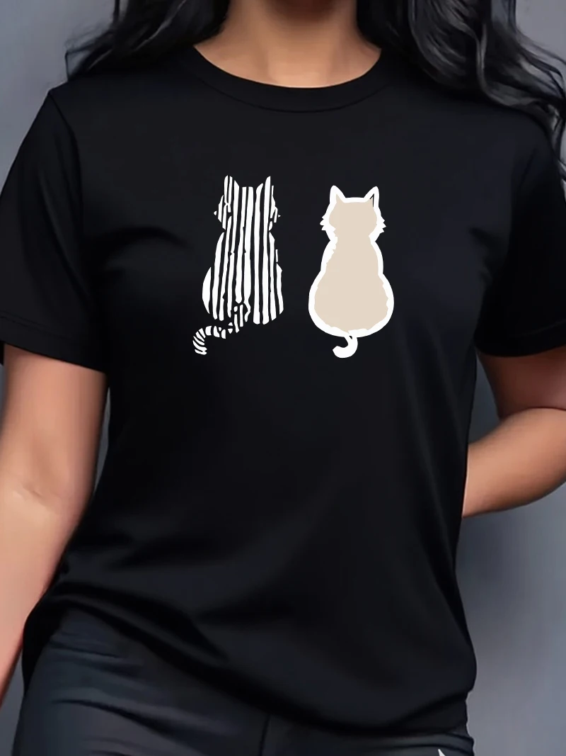 Women Summer Two cute cats Print T-shirt Girl Casual Short Sleeve Summer Female Animal Clothing
Women Summer Two cute cats Print T-shirt Girl Casual Short Sleeve Summer Female Animal Clothing