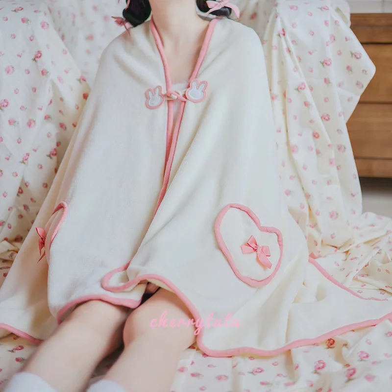 Cherry Rabbit Plush Blanket Shoulder Wrap Button Design Warmth Butterfly Knot Love Pocket Style Ideal For Cosplay Accessories
Cherry Rabbit Plush Blanket Shoulder Wrap Button Design Warmth Butterfly Knot Love Pocket Style Ideal For Cosplay Accessories