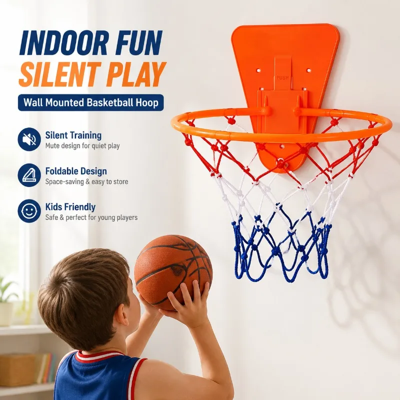 Wall Mounted Foldable Basketball Hoop for Kids, Indoor Silent Training Equipment Home Mute Ball
Wall Mounted Foldable Basketball Hoop for Kids, Indoor Silent Training Equipment Home Mute Ball