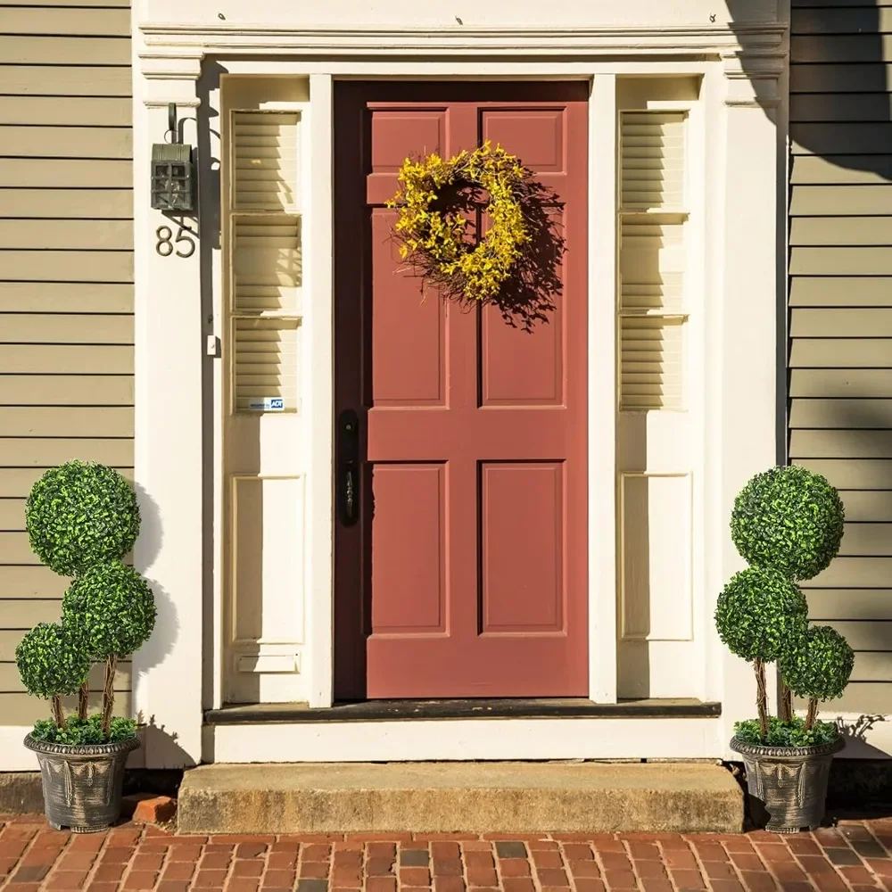 Artificial Boxwood Topiary Tree,Pack Fake Greenery Plants Triple Ball Tree, Leaves & Cement-Filled Plastic Flower Pot Decorative
Artificial Boxwood Topiary Tree,Pack Fake Greenery Plants Triple Ball Tree, Leaves & Cement-Filled Plastic Flower Pot Decorative