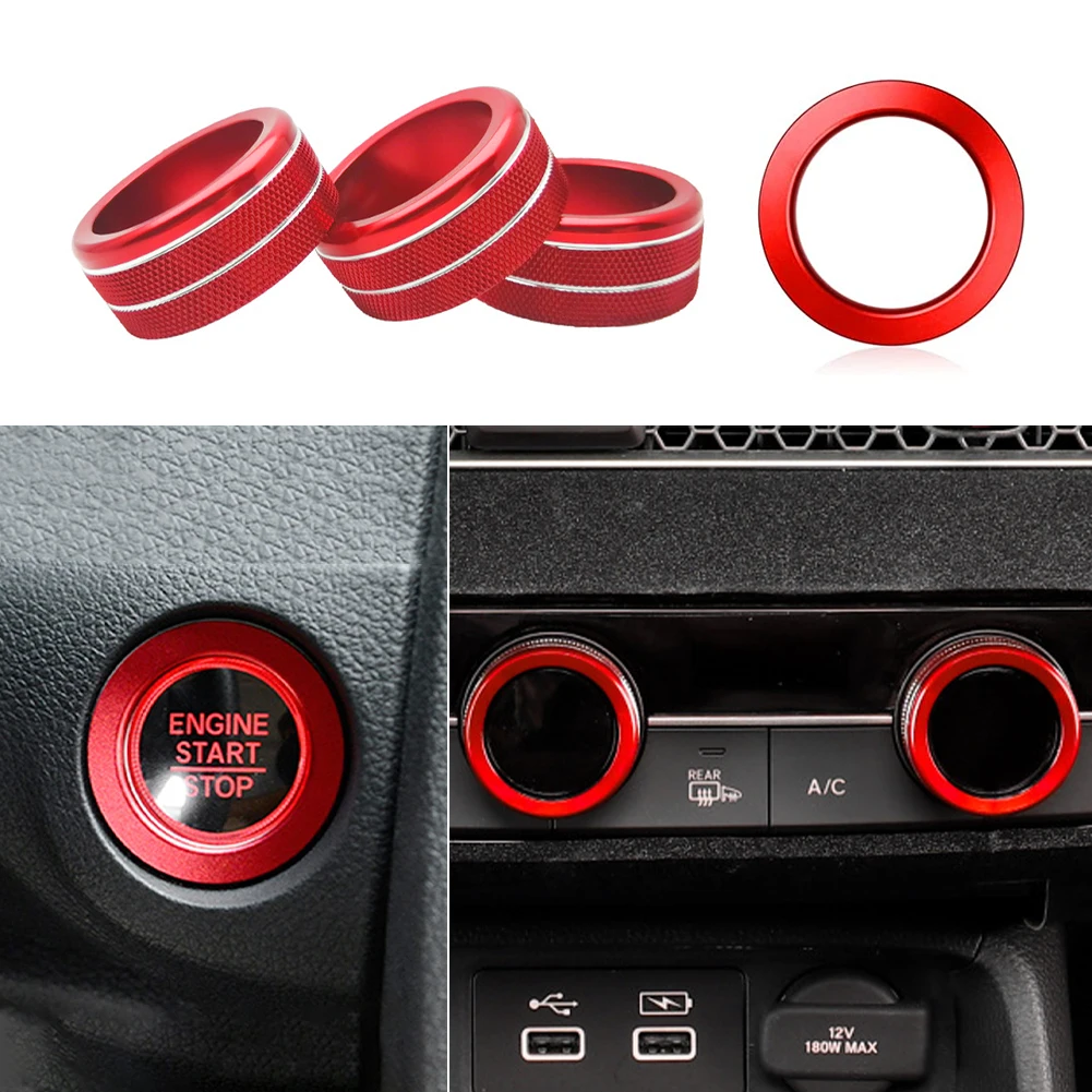 Aluminum Car Air Conditioning Knob Cover Control Switch Decoration Ring Engine Start Stop Button Ring For Honda Civic 2022 CRV23
Aluminum Car Air Conditioning Knob Cover Control Switch Decoration Ring Engine Start Stop Button Ring For Honda Civic 2022 CRV23