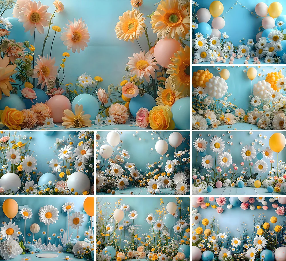 Mehofond Photography Backdrop Dreamy Daisy Flower Girl Birthday Party Newborn Blue Balloon Cake Smash Decor Background Props
Mehofond Photography Backdrop Dreamy Daisy Flower Girl Birthday Party Newborn Blue Balloon Cake Smash Decor Background Props