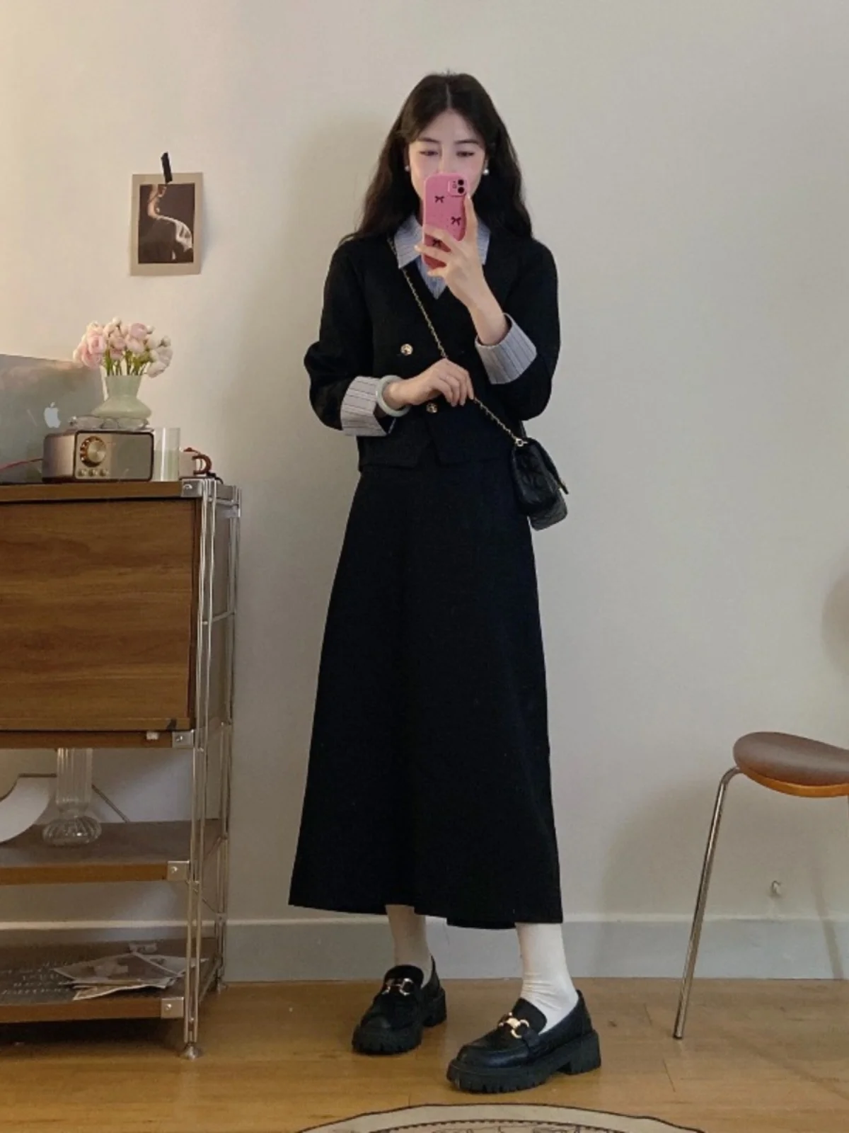 Black Suit Set Early Spring plus Size Women's Fashion Pear Shape Little Fragrance Style Complete Set MM Skirt Collar
Black Suit Set Early Spring plus Size Women's Fashion Pear Shape Little Fragrance Style Complete Set MM Skirt Collar