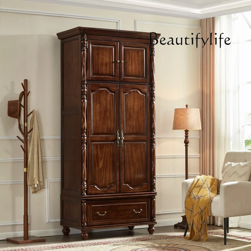 American solid wood wardrobe retro two-door overall wardrobe bedroom European double-door wardrobe black walnut
American solid wood wardrobe retro two-door overall wardrobe bedroom European double-door wardrobe black walnut