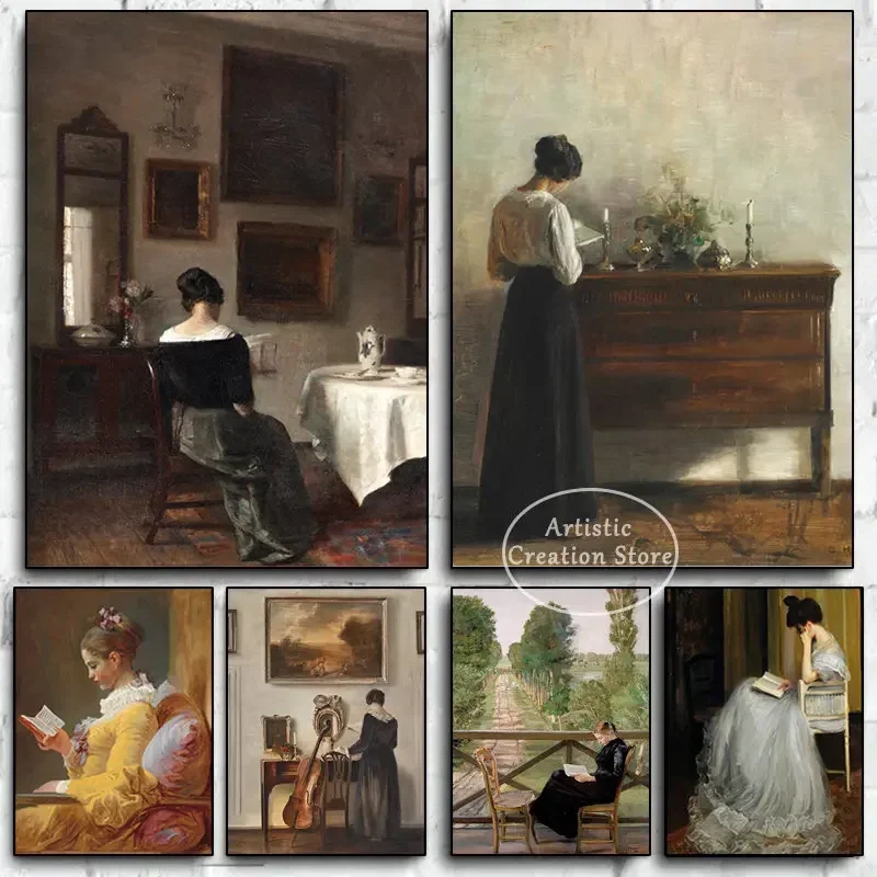 Vintage Woman Reading Poster Interior with The Artist's Wife Print Painting Canvas Antique Woman Portrait Wall Art Room Decor
Vintage Woman Reading Poster Interior with The Artist's Wife Print Painting Canvas Antique Woman Portrait Wall Art Room Decor