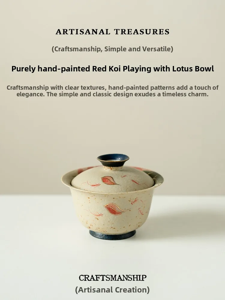 TaoTu Creative Ceramic Tea Bowl with Inner Drawing Blue And White Porcelain Lid Gongfu Tea Brewing Bowl Luxury Red Lotus
TaoTu Creative Ceramic Tea Bowl with Inner Drawing Blue And White Porcelain Lid Gongfu Tea Brewing Bowl Luxury Red Lotus