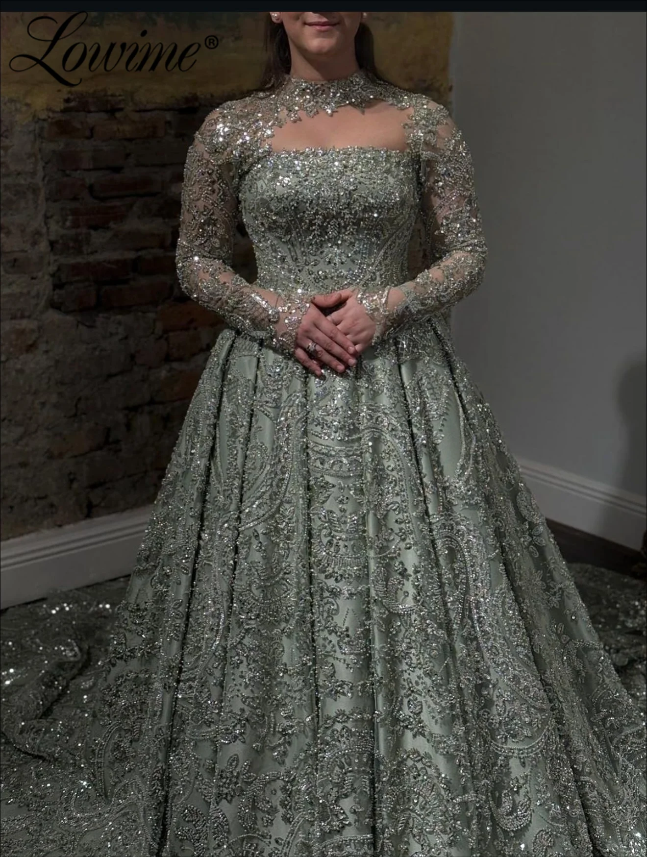 2026 Arabic Islamic Sage Green Muslim Beaded A-Line Evening Dress for Women Wedding Party Heavy Long Prom Dresses Customized
2026 Arabic Islamic Sage Green Muslim Beaded A-Line Evening Dress for Women Wedding Party Heavy Long Prom Dresses Customized