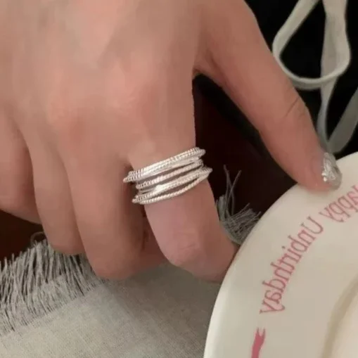 Real 925 Sterling Silver Multi-layer Lines Geometric Opening Rings for Women Fine Jewelry Trendy Irregular Accessories
Real 925 Sterling Silver Multi-layer Lines Geometric Opening Rings for Women Fine Jewelry Trendy Irregular Accessories