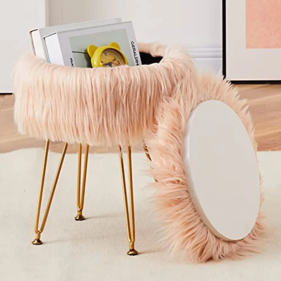 Faux Fur Storage Ottoman Round Furry Vanity Stool Marble Grain Tray Coffee Table Compact Footrest Stool with 4 Metal Legs Soft
Faux Fur Storage Ottoman Round Furry Vanity Stool Marble Grain Tray Coffee Table Compact Footrest Stool with 4 Metal Legs Soft