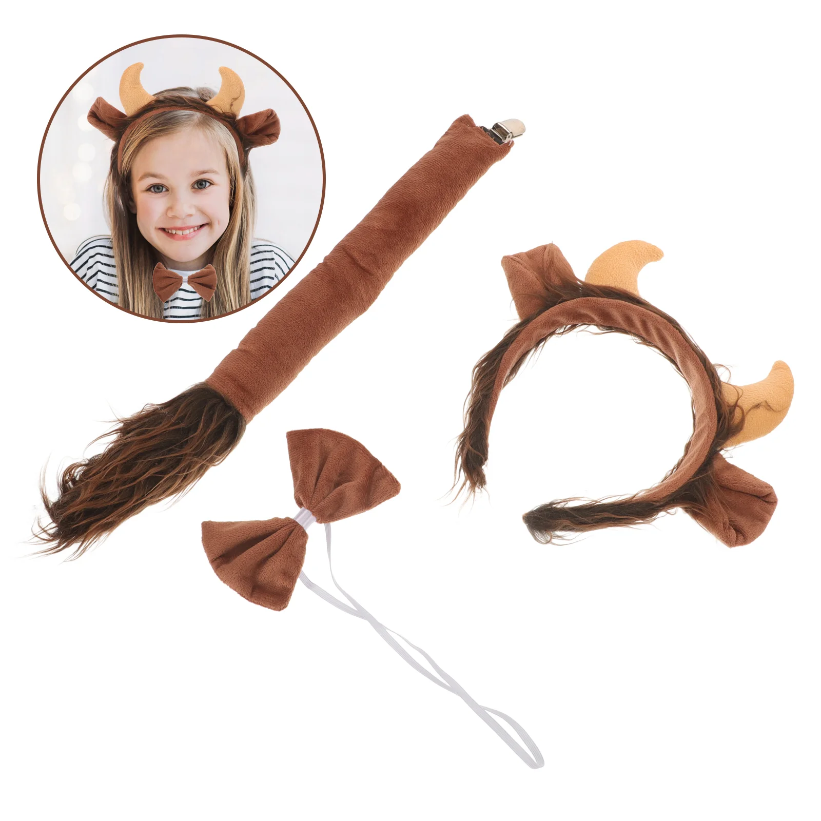 Ox Animal Headdress Decorative Headband Cow Costume Ear for Cosplay 3 Piece Set Tail Fabric Child
Ox Animal Headdress Decorative Headband Cow Costume Ear for Cosplay 3 Piece Set Tail Fabric Child