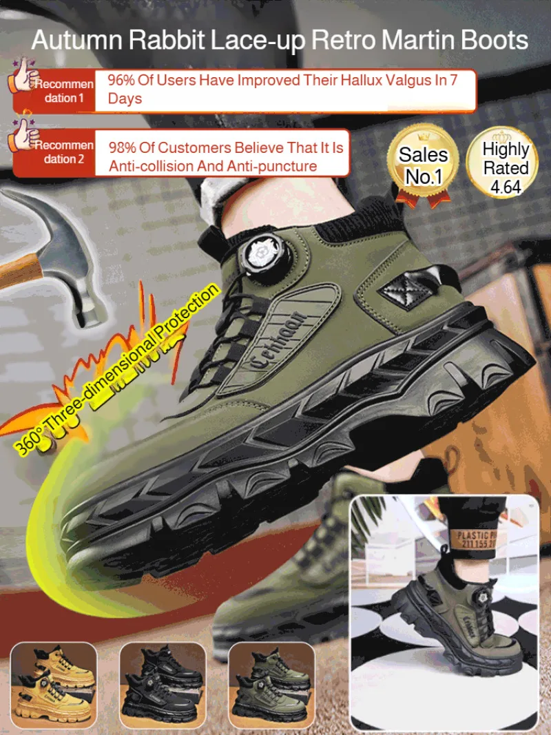 Men's Autumn New Retro Work Boots, Thick-Soled High-Top Casual Ankle Boots, Non-Slip Durable, Ideal for Daily & Outdoor Wear
Men's Autumn New Retro Work Boots, Thick-Soled High-Top Casual Ankle Boots, Non-Slip Durable, Ideal for Daily & Outdoor Wear
