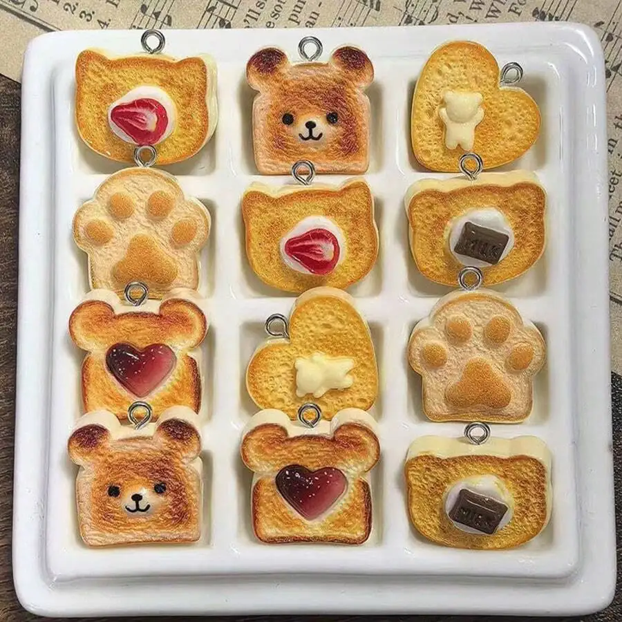 6/12/18/24pcs Cute Cartoon Food Resin Pendant, Bear Toast Bread Design, Heart Jam Toast Bread Design - Suitable For DIY Jewelry
6/12/18/24pcs Cute Cartoon Food Resin Pendant, Bear Toast Bread Design, Heart Jam Toast Bread Design - Suitable For DIY Jewelry
