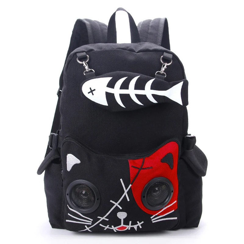 SHELKSBAG 2025 Trendy Cute Cartoon Cat Bluetooth Speaker Backpack Women Play Music Gothic Casual Large Canvas School Back Pack
SHELKSBAG 2025 Trendy Cute Cartoon Cat Bluetooth Speaker Backpack Women Play Music Gothic Casual Large Canvas School Back Pack