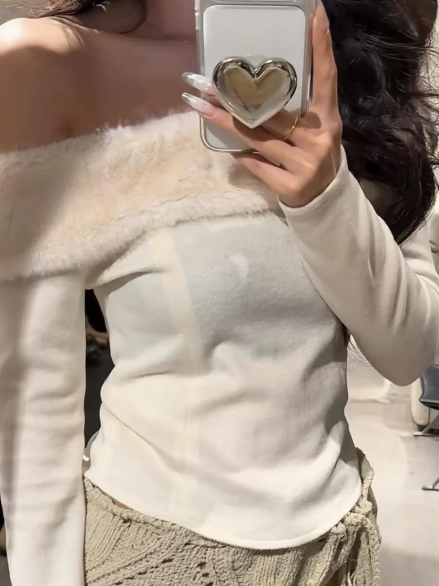 Spring 2026 Slim Fit Korean Sle Long Sve T-irt One oulder Fur Collar Top Ladies Faion Ele Woolen Material
Spring 2026 Slim Fit Korean Sle Long Sve T-irt One oulder Fur Collar Top Ladies Faion Ele Woolen Material