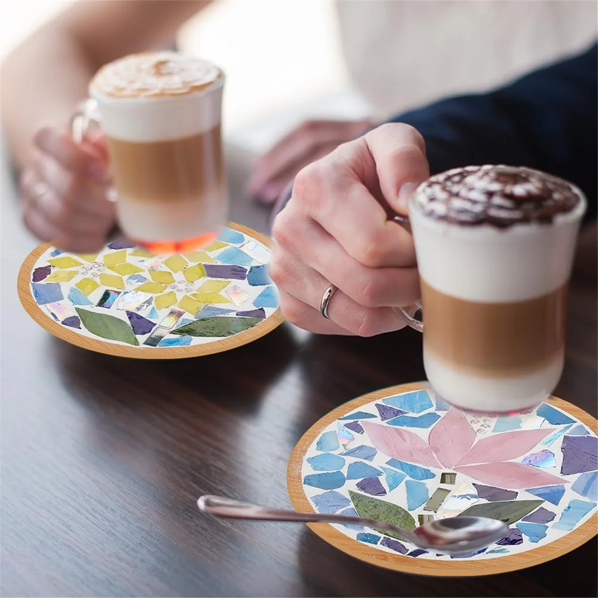 New DIY Mosaic Craft Set 3 Sets Floral Bamboo Coasters Set with Round Coaster Base Handmade Coasters Home Furnishing
New DIY Mosaic Craft Set 3 Sets Floral Bamboo Coasters Set with Round Coaster Base Handmade Coasters Home Furnishing