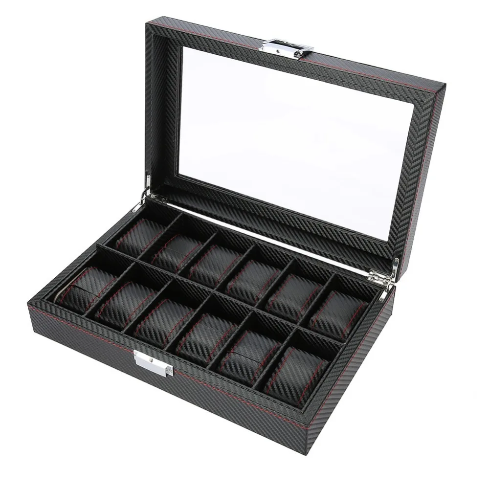 Carbon Fiber Texture Watch Box PU Leather Woven Pattern Watch Display Box With Watch Pillow Watch Storage Case Ornament Keeping
Carbon Fiber Texture Watch Box PU Leather Woven Pattern Watch Display Box With Watch Pillow Watch Storage Case Ornament Keeping
