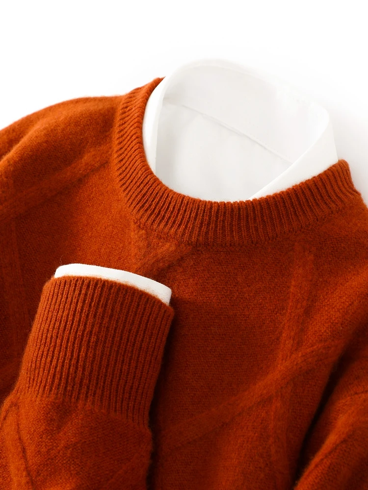 New Autumn Winter Men's Thick Basics Pullover O-Neck Sweater 100% Merino Wool Knitwear Soft Smart Casual Rhombus Knitting Top
New Autumn Winter Men's Thick Basics Pullover O-Neck Sweater 100% Merino Wool Knitwear Soft Smart Casual Rhombus Knitting Top