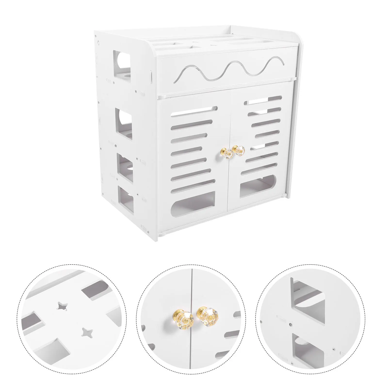 Plastic 4-Layer Router Storage Box Double Door Hollow Cable Management Organizer Home Office Router Holder Storage Stand
Plastic 4-Layer Router Storage Box Double Door Hollow Cable Management Organizer Home Office Router Holder Storage Stand