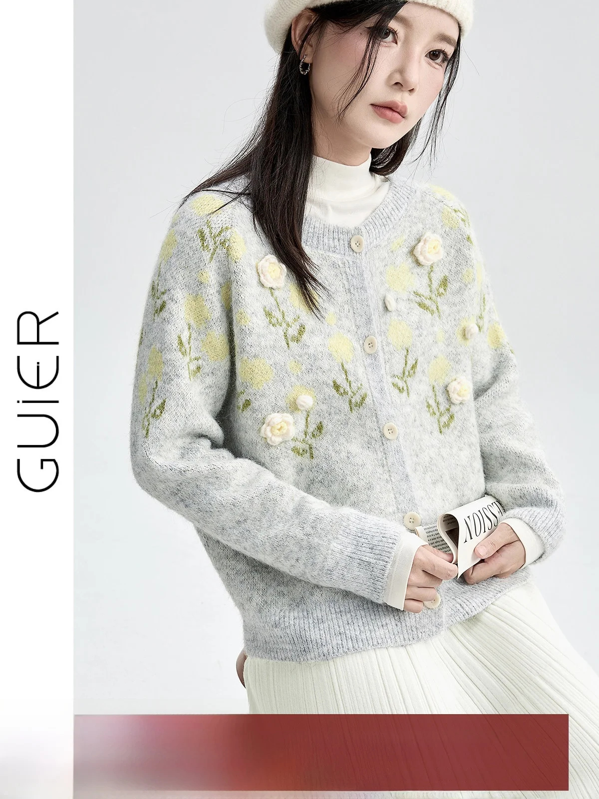 Guier Women's Knitted Sweater Cardigan Autumn Winter Floral Embroidery High Quali Loose Fit Long Sve round Ne Coat
Guier Women's Knitted Sweater Cardigan Autumn Winter Floral Embroidery High Quali Loose Fit Long Sve round Ne Coat
