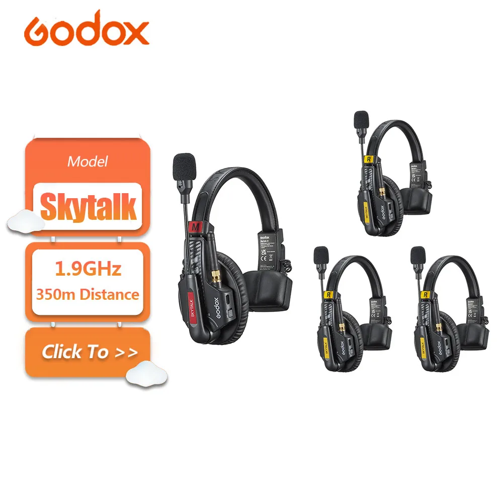 Godox Skytalk 1.9GHz Full-Duplex Wireless Intercom Headset with 350m Transmittion Range for Photography Group Communication
Godox Skytalk 1.9GHz Full-Duplex Wireless Intercom Headset with 350m Transmittion Range for Photography Group Communication