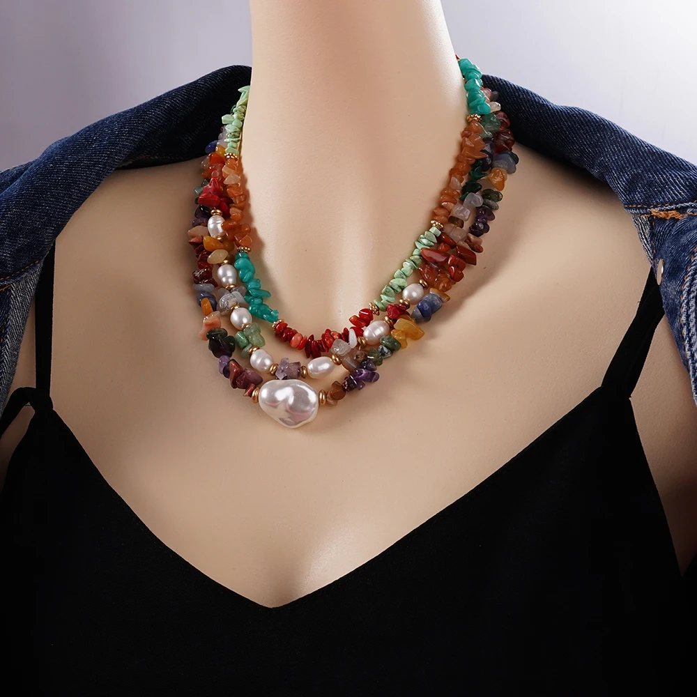 Bohemian Colorful Natural Stone Necklace Irregular Red Coral Natural Pearl Jewelry Making Stainless Steel Accessories
Bohemian Colorful Natural Stone Necklace Irregular Red Coral Natural Pearl Jewelry Making Stainless Steel Accessories
