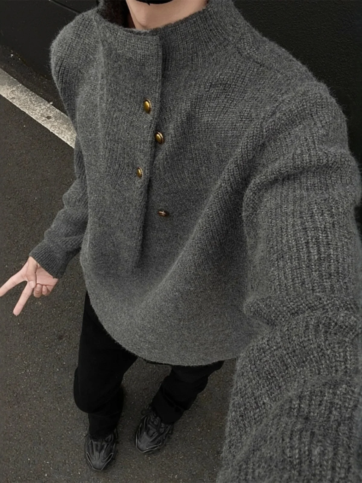 High Collar Oversize Knitwear for Men with Irregular Button Design Cool And Lazy Sle Korean Trend Brand Punk Ro Sle
High Collar Oversize Knitwear for Men with Irregular Button Design Cool And Lazy Sle Korean Trend Brand Punk Ro Sle