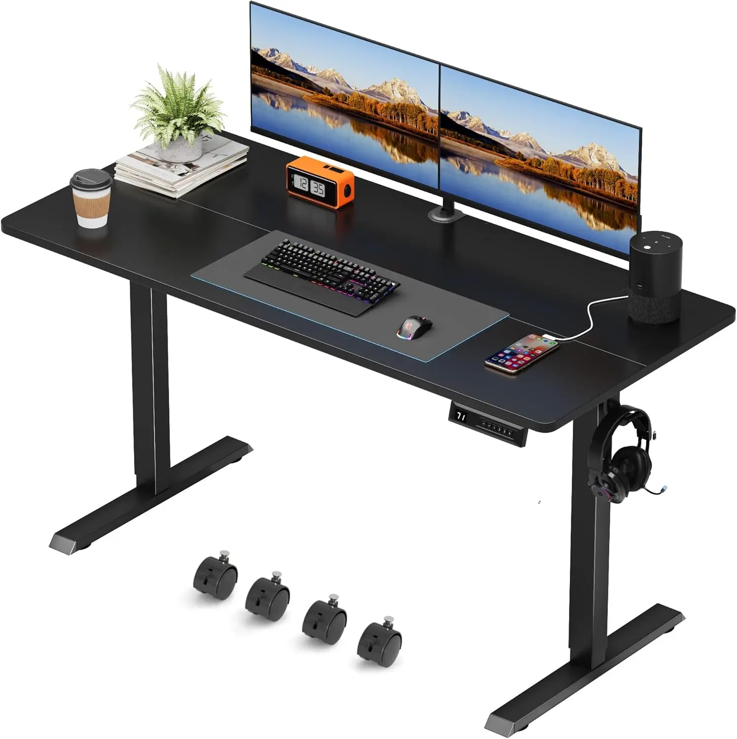 Electric Standing Desk,55 x 24 Inches Height Adjustable Home Office Desk with Removable Caster (Black)
Electric Standing Desk,55 x 24 Inches Height Adjustable Home Office Desk with Removable Caster (Black)