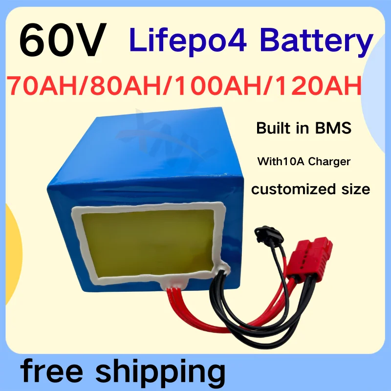 Batterie d'alimentation Lifepo4 pour vélo électrique et scooter, grande moto, charger haute capacité, 60V, , 80Ah, 100Ah, 120Ah
Batterie d'alimentation Lifepo4 pour vélo électrique et scooter, grande moto, charger haute capacité, 60V, , 80Ah, 100Ah, 120Ah