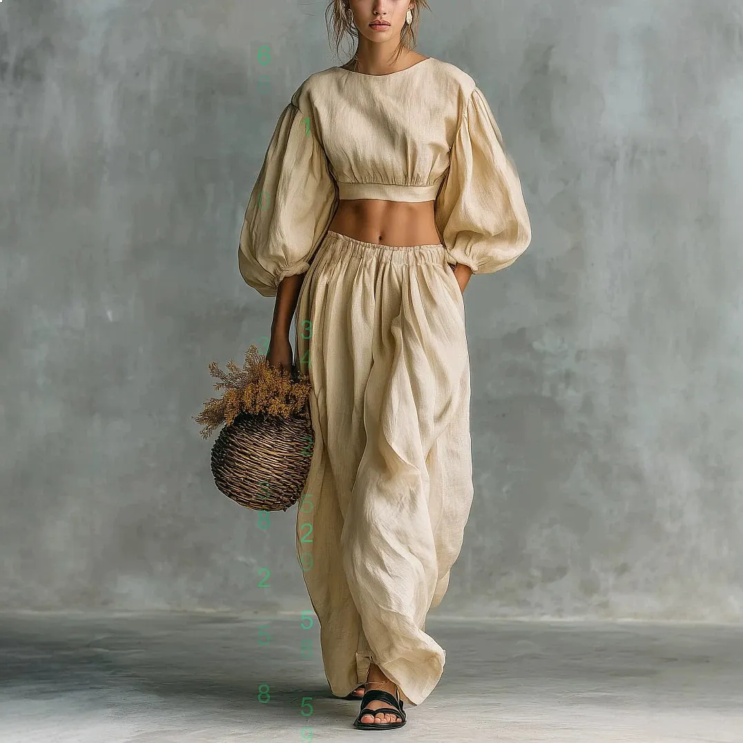 Spring Summer Matching Set Women Round Neck Bubble Sleeve Pocket Pants Casual Jumpsuit Playsuit
Spring Summer Matching Set Women Round Neck Bubble Sleeve Pocket Pants Casual Jumpsuit Playsuit