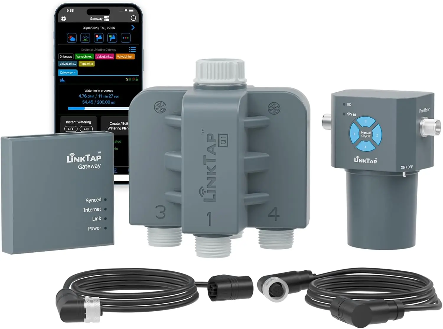 Q1 4-Zone Wireless Water Timer & Gateway, Equals Four G2S Smart Hose Timers
Q1 4-Zone Wireless Water Timer & Gateway, Equals Four G2S Smart Hose Timers