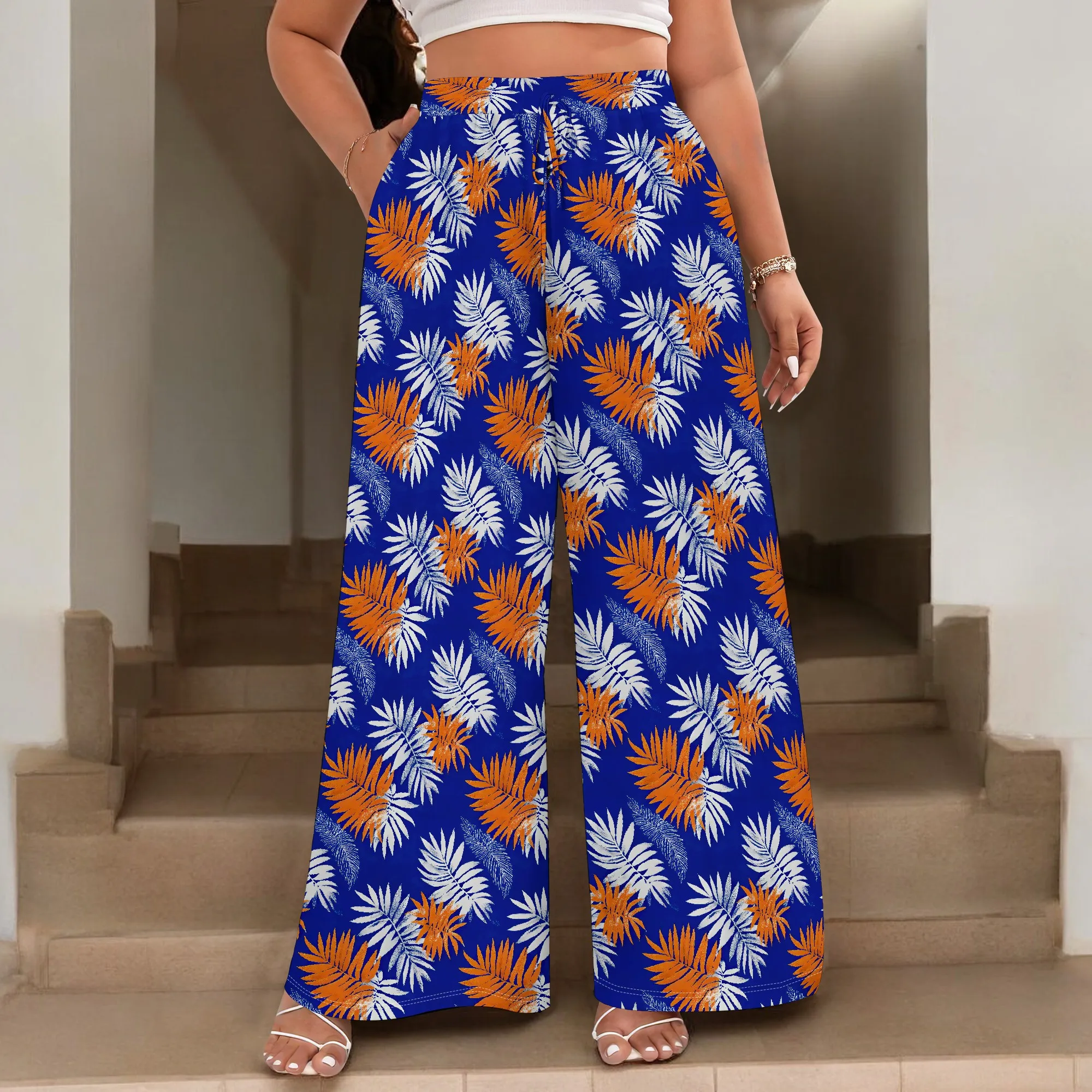 Summer printed high-waisted wide-leg pants, bikini pants, long casual pants, with pockets
Summer printed high-waisted wide-leg pants, bikini pants, long casual pants, with pockets