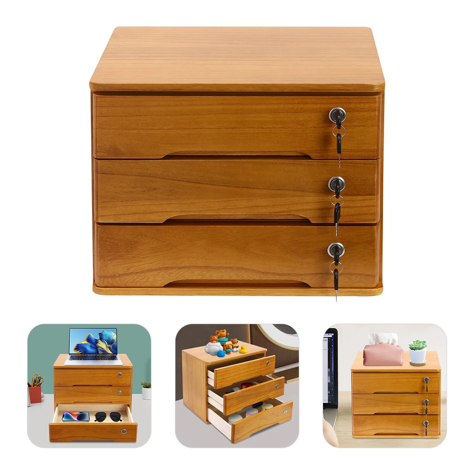 BYMAOCAR 3-Tier Storage Box with Lockable Drawer, Wooden Desk Organizer, 39 X 30 X 31 Cm (Wood)
BYMAOCAR 3-Tier Storage Box with Lockable Drawer, Wooden Desk Organizer, 39 X 30 X 31 Cm (Wood)