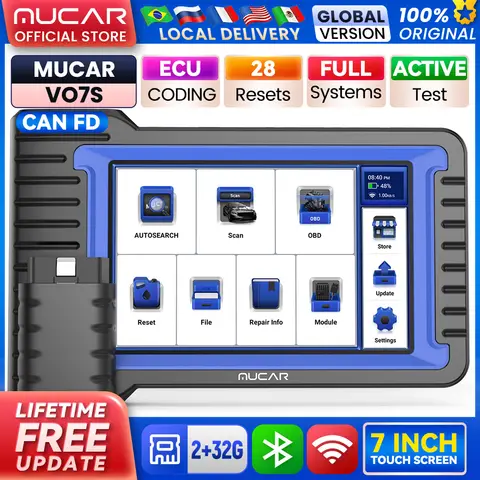 MUCAR VO7S CANFD Professional Scan Tool Bi-Directional Control ECU Coding Auto Car Diagnostic Tool Full System OBD2 Scanner