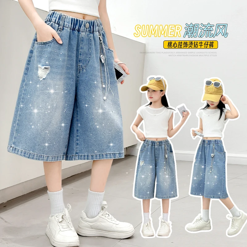 Children Hole Design Denim Shorts For Girls New Summer Knee-Length Denim Short Pants Kids Teenager Casual Style Mini Jeans 4-14Y
Children Hole Design Denim Shorts For Girls New Summer Knee-Length Denim Short Pants Kids Teenager Casual Style Mini Jeans 4-14Y