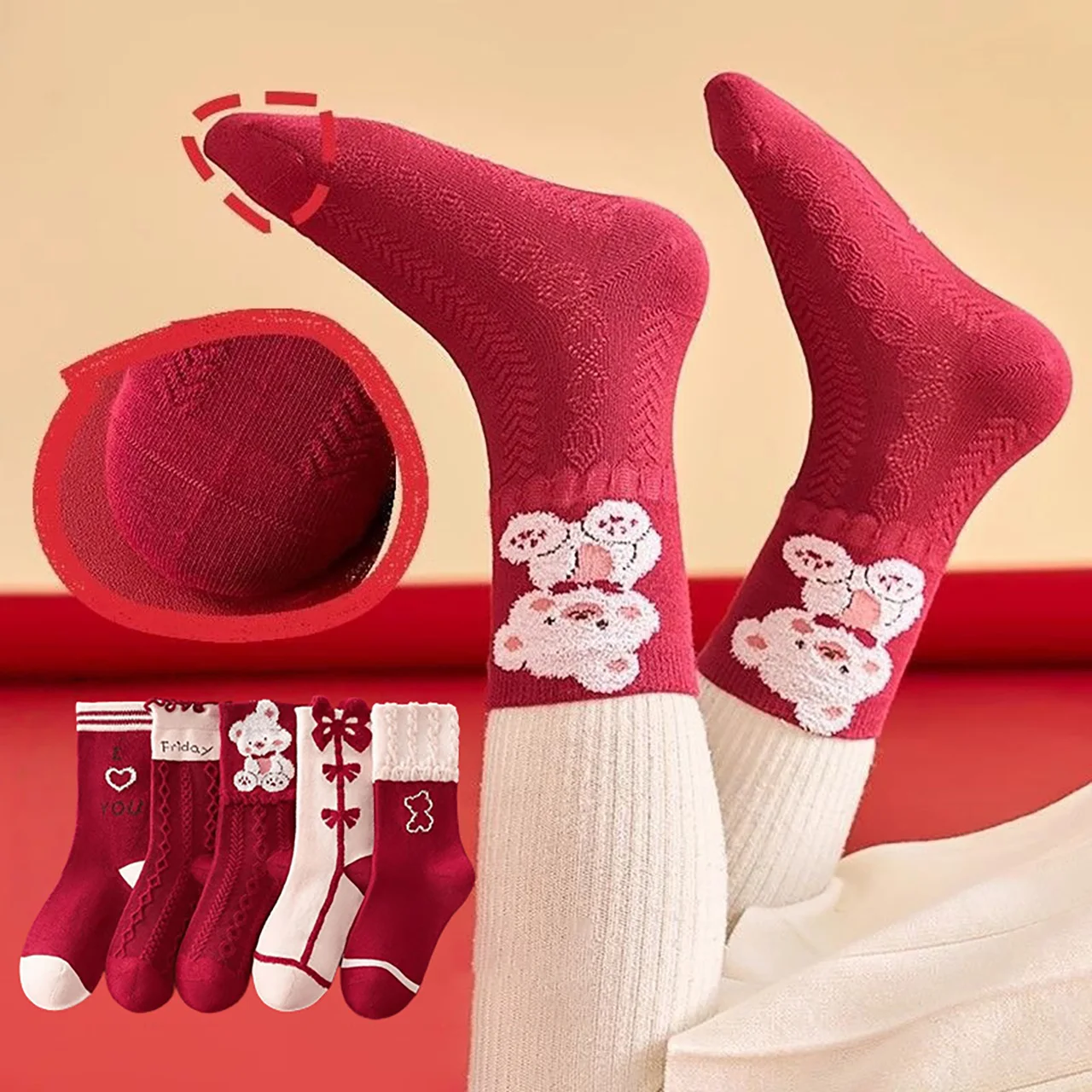 Новогодние красные носки, осенне-зимние носки средней длины, обувь для девочек на день рождения, Рождество, детские хлопковые носки с милым мультяшным медведем и бантом
Новогодние красные носки, осенне-зимние носки средней длины, обувь для девочек на день рождения, Рождество, детские хлопковые носки с милым мультяшным медведем и бантом