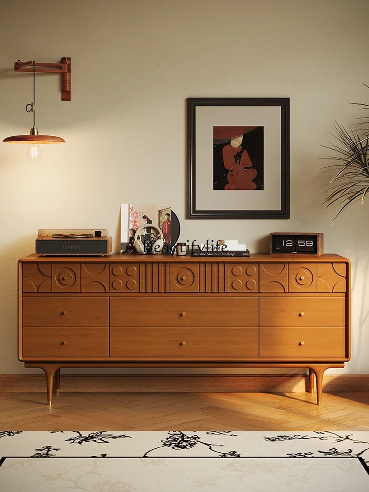 FG44Vintage Solid Wood Drawer Carved Sideboard Cabinet Home Living Room Nine Bucket Locker
FG44Vintage Solid Wood Drawer Carved Sideboard Cabinet Home Living Room Nine Bucket Locker