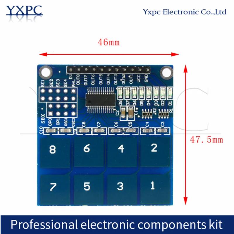 1pcs TTP226 8 Channel Digital Capacitive Switch Touch Sensor Module for Arduino UNO Board
1pcs TTP226 8 Channel Digital Capacitive Switch Touch Sensor Module for Arduino UNO Board