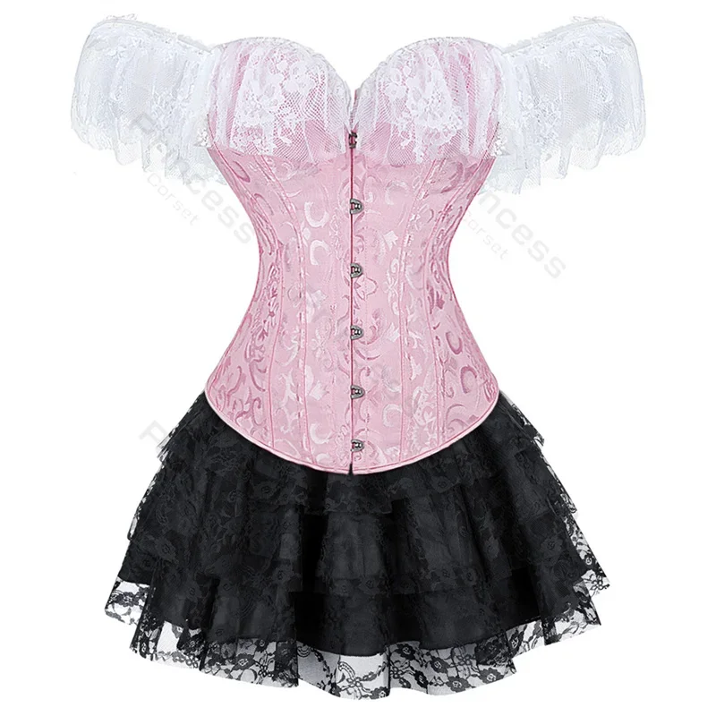 Pink Corset Dress Tutu Skrits Set Plus Size Overbust With Lace Sleeved Costume Party Sexy Burlesque Basques Outfit Vintage Black
Pink Corset Dress Tutu Skrits Set Plus Size Overbust With Lace Sleeved Costume Party Sexy Burlesque Basques Outfit Vintage Black