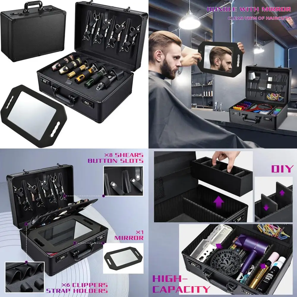Профессиональный дорожный кейс для парикмахера, органайзер для машинок для стрижки и ножниц с замком, матовый черный
Профессиональный дорожный кейс для парикмахера, органайзер для машинок для стрижки и ножниц с замком, матовый черный