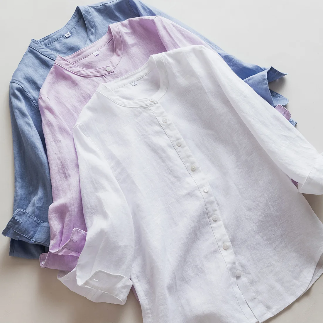 Dave&Di Commuting Seven Quarter Sleeved Linen Simple Stand Collar Loose Casual Sun Protection Shirt For Women
Dave&Di Commuting Seven Quarter Sleeved Linen Simple Stand Collar Loose Casual Sun Protection Shirt For Women