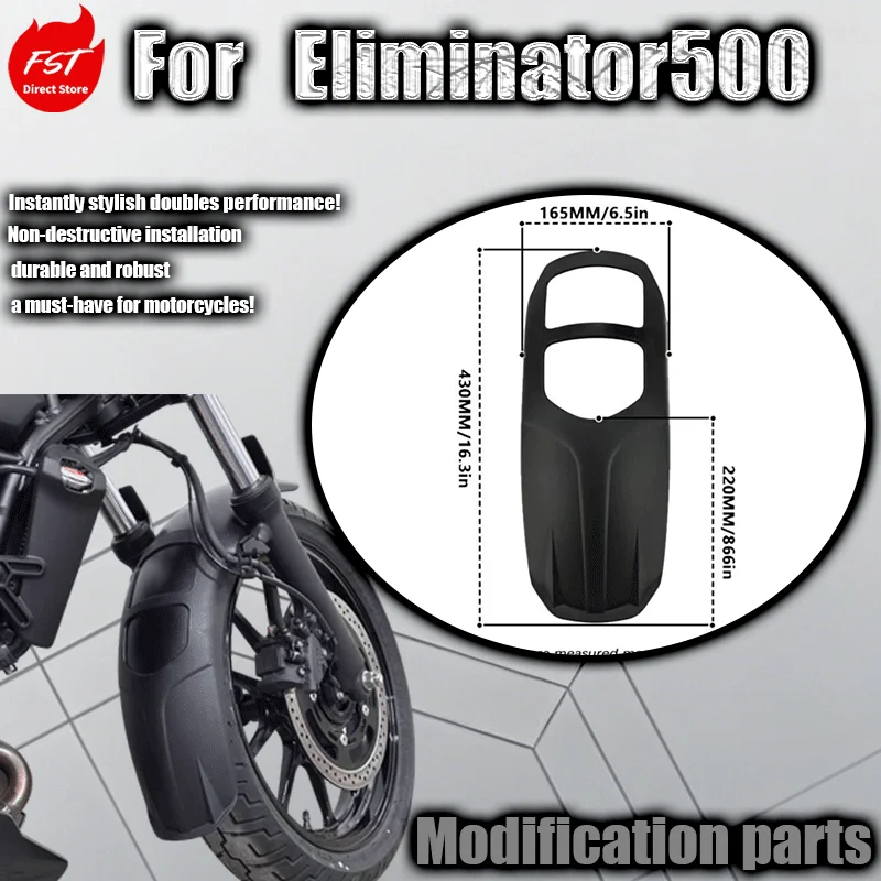 For Eliminator 500 front fender modification retro front mudguard extended sand and water guard plate extension plate
For Eliminator 500 front fender modification retro front mudguard extended sand and water guard plate extension plate