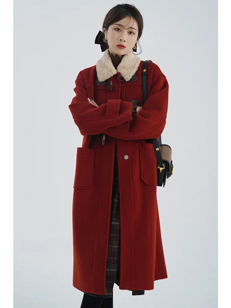 Sleepy Rabbit Red Lamb Fur Collar Coat Women's Small Size Elegant Loose Long Woolen Outerwear Sweet Japanese Style Straight Cut
Sleepy Rabbit Red Lamb Fur Collar Coat Women's Small Size Elegant Loose Long Woolen Outerwear Sweet Japanese Style Straight Cut