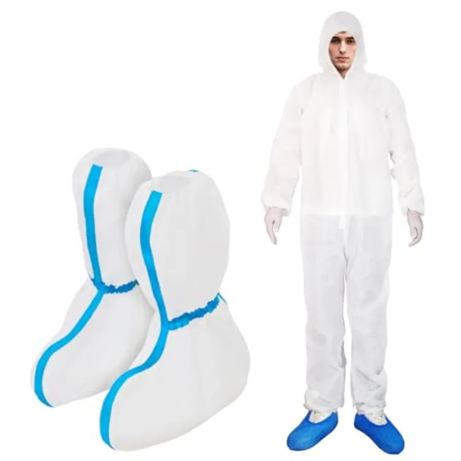 5 Pack Disposable Protective Coveralls Large Size with 10 Pairs Disposable Hazmat Long Shoe Covers for Men and Women, Shield fr
5 Pack Disposable Protective Coveralls Large Size with 10 Pairs Disposable Hazmat Long Shoe Covers for Men and Women, Shield fr