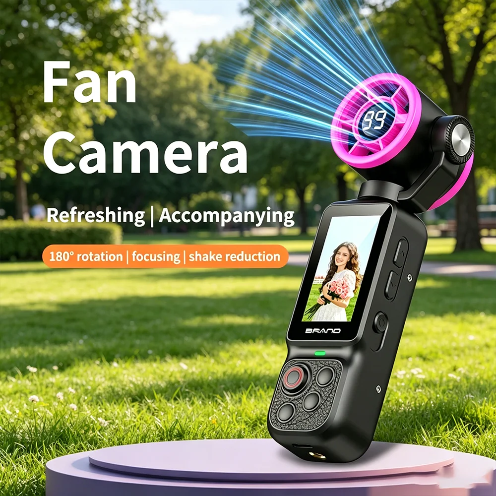1080P Handheld Fan Gimbal Camera 180° Rotatable HD Vlog Action Cam with Built-in Cooling Fan 2000mAh Portable Travel Camera
1080P Handheld Fan Gimbal Camera 180° Rotatable HD Vlog Action Cam with Built-in Cooling Fan 2000mAh Portable Travel Camera
