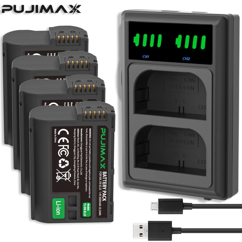 PUJIMAX EN-EL15C EN-EL15 Battery+LED USB Dual Charger for Nikon Z5,Z6,Z6 II,Z7,Z7II D600 D610 D600E D800 D810 D800E D810
PUJIMAX EN-EL15C EN-EL15 Battery+LED USB Dual Charger for Nikon Z5,Z6,Z6 II,Z7,Z7II D600 D610 D600E D800 D810 D800E D810