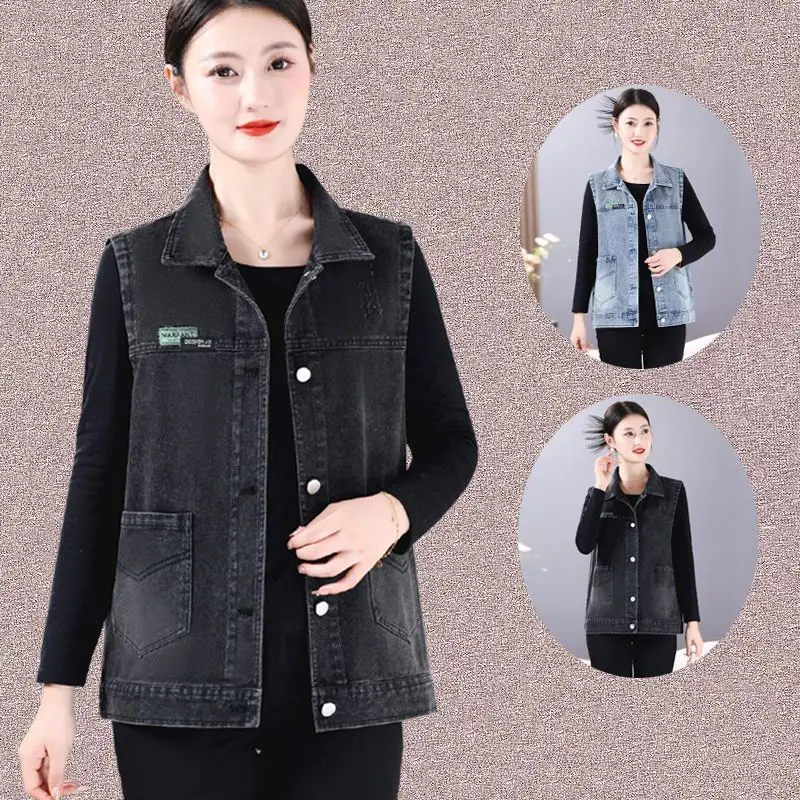 Винтажный женский джинсовый жилет большого размера, весенне-осенний свободный утягивающий универсальный воротник с воротником-стойкой на одной пуговице
Винтажный женский джинсовый жилет большого размера, весенне-осенний свободный утягивающий универсальный воротник с воротником-стойкой на одной пуговице